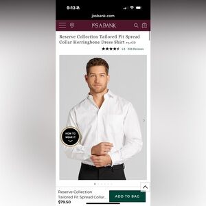 Men's Reserve Collection Tailored Fit Spread Collar Herringbone Dress Shirt